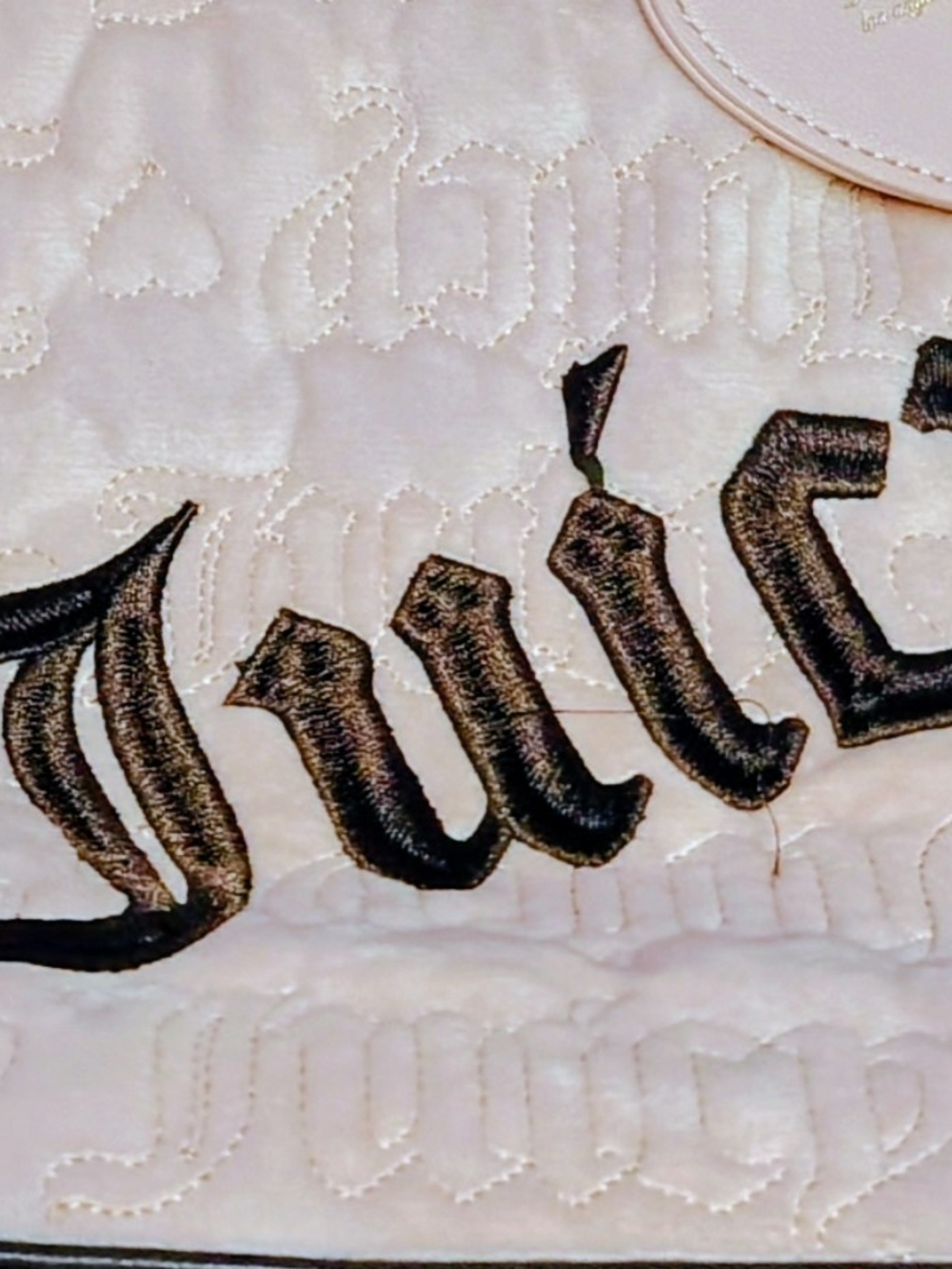 Juicy Couture Pink Quilted Tote with Brown Trim - Picture 4 of 6